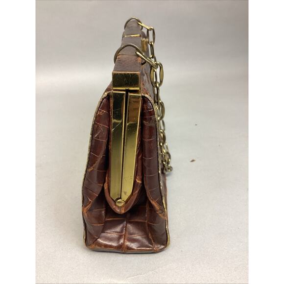 Vintage Rendl Original Alligator Leather Handbag Purse, Classic Cognac Brown - Picture 5 of 11